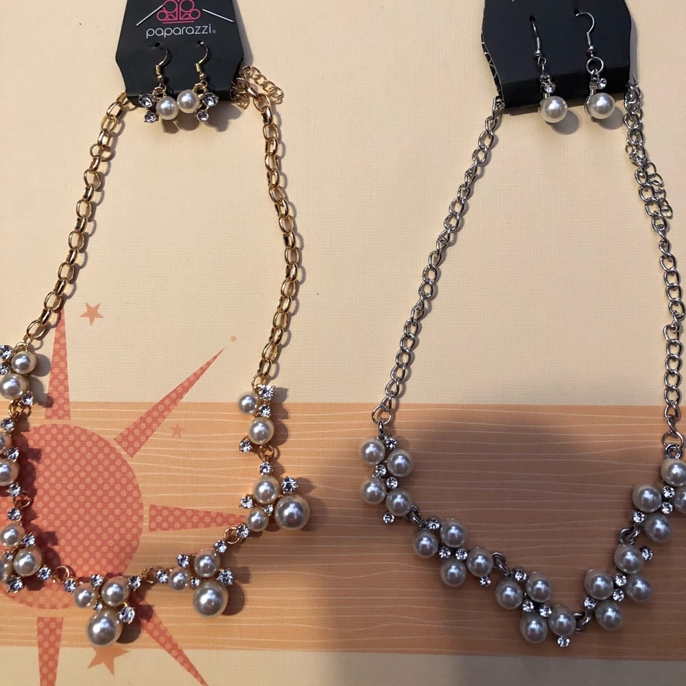 2 fer Gold & Silver Fashion Necklace w/ Bling